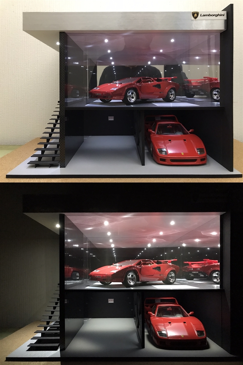 安い割引 ミニカー専用ジオラマ:1/18 光沢カーボン カーディーラーⅠ 乗用車