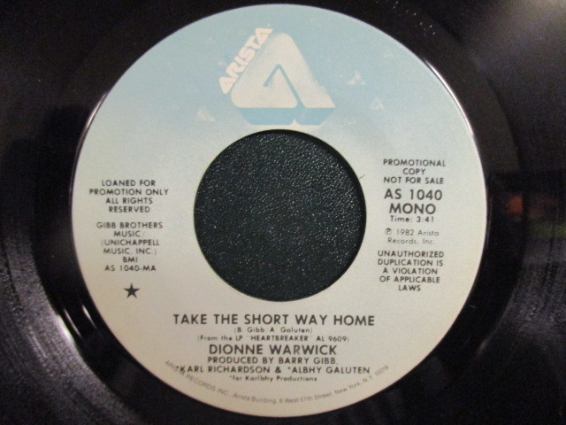 Dionne Warwick ： Take The Short Way Home 7'' / 45s ★ 80's Mellow ☆ シングル盤 / EP_画像1