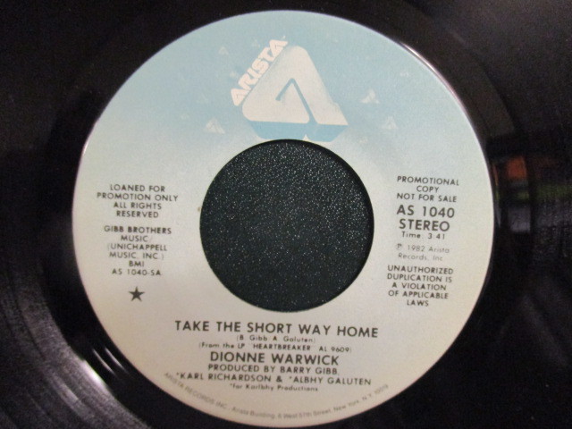 Dionne Warwick ： Take The Short Way Home 7'' / 45s ★ 80's Mellow ☆ シングル盤 / EP_画像2