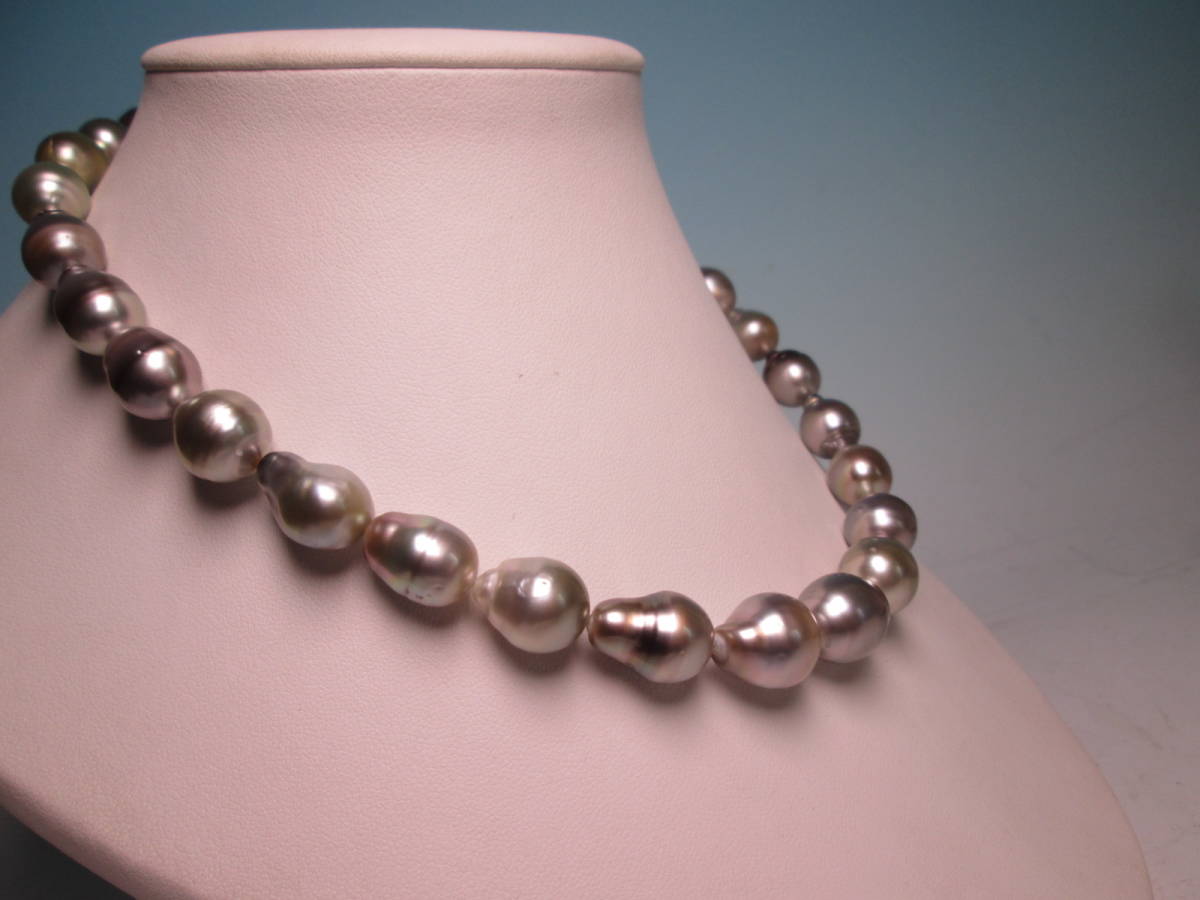 *SILVER large grain ba lock pearl. necklace 66g case attaching 