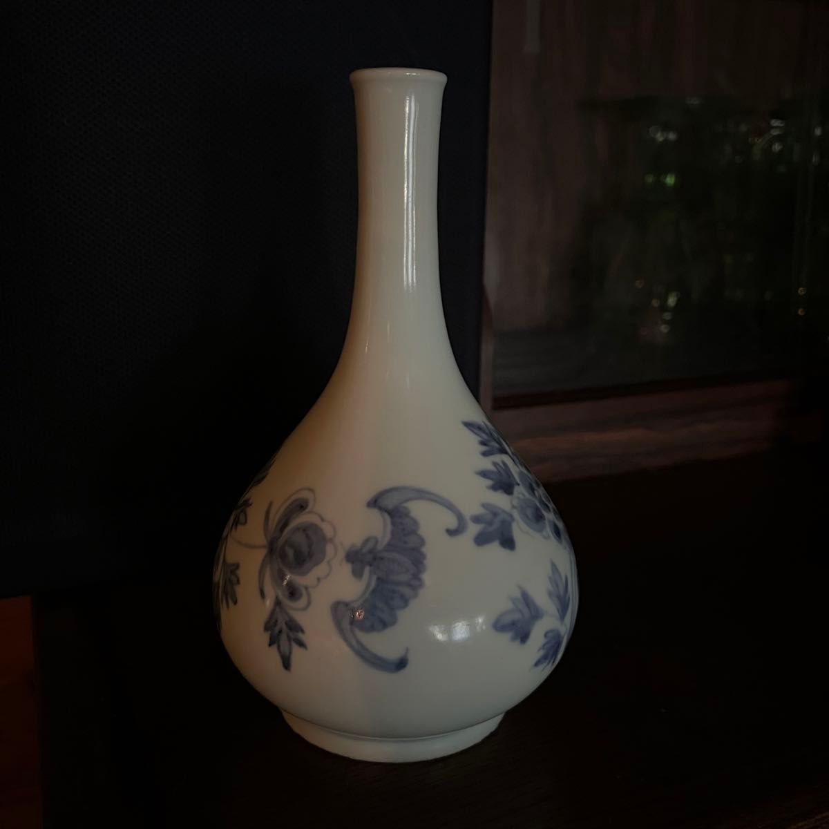 李朝 鹿 鶴 兎 亀 竹 梅 分院 朝鮮 骨董品 花瓶 壺 陶器 染付 染め付け 李朝 鶴首花入 分院 染付け 韓国 朝鮮 古美術 骨董 蝙蝠牡丹文