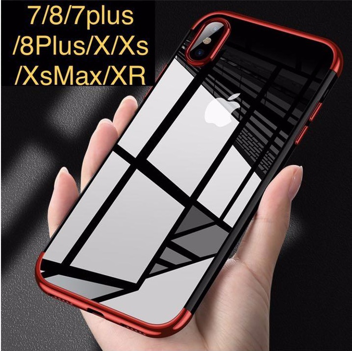 iPhoneXR ケース 赤 透明 薄型 軽量 スリム 大人気_画像1
