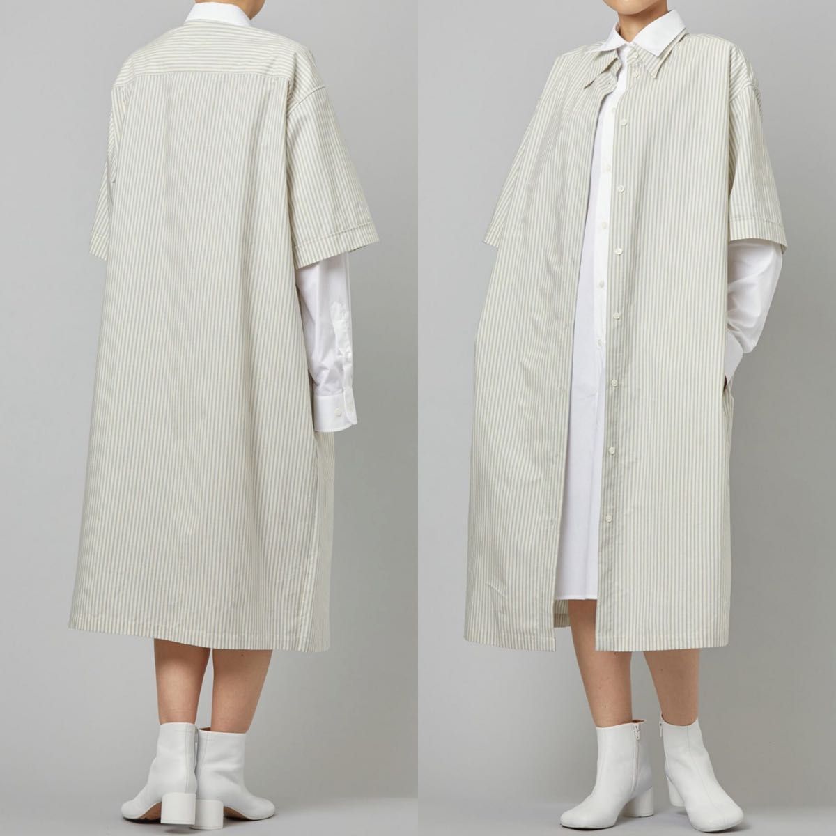新品】MM6 MaisonMargiela レイヤード風 シャツ ワンピース 新品】MM6 MaisonMargiela レイヤード風 シャツ ワンピース