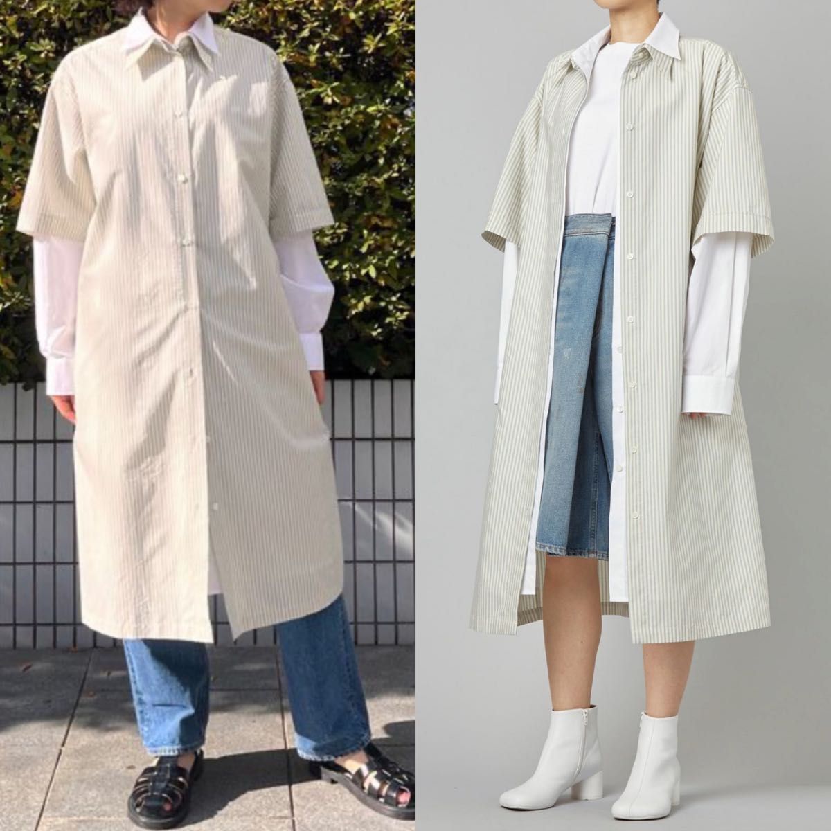 新品】MM6 MaisonMargiela レイヤード風 シャツ ワンピース 新品】MM6 MaisonMargiela レイヤード風 シャツ ワンピース