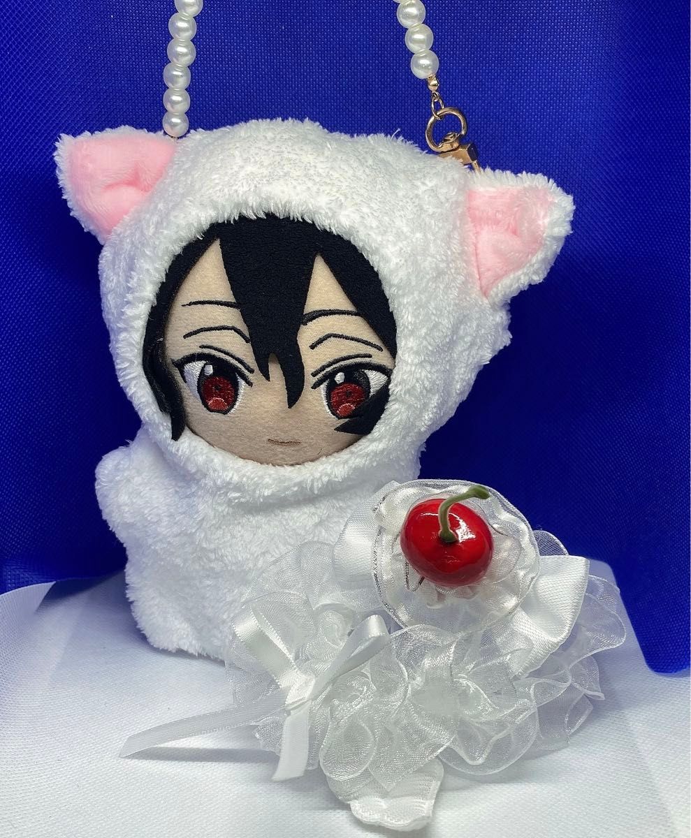 あんスタ16cmサイズ パールストラップ付純白ネコ着ぐるみ ぬい服 あんスタ16cmサイズ パールストラップ付純白ネコ着ぐるみ ぬい服
