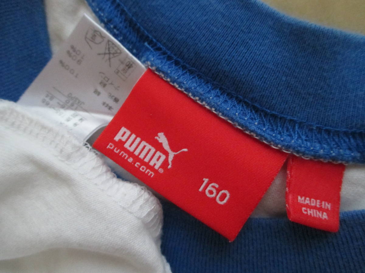  стоимость доставки 180 иен PUMA короткий рукав number кольцо 8 номер Logo принт футболка белый красный синий размер 160 ширина 47cm Puma футбол форма трехцветный 