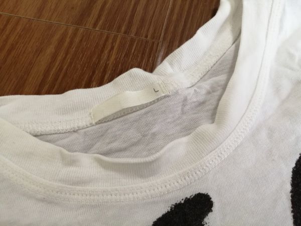 kkyj3132 ■ GU ■ ジーユー Tシャツ カットソー トップス 半袖 白 オフホワイト コットン L_画像9