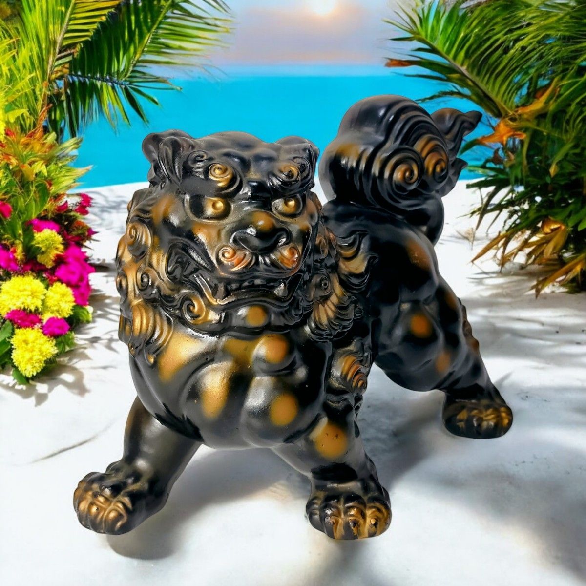 昭和レトロ 陶器製 獅子 狛犬 シーサー 置物 オブジェ 昭和レトロ 陶器製 獅子 狛犬 シーサー 置物 オブジェ