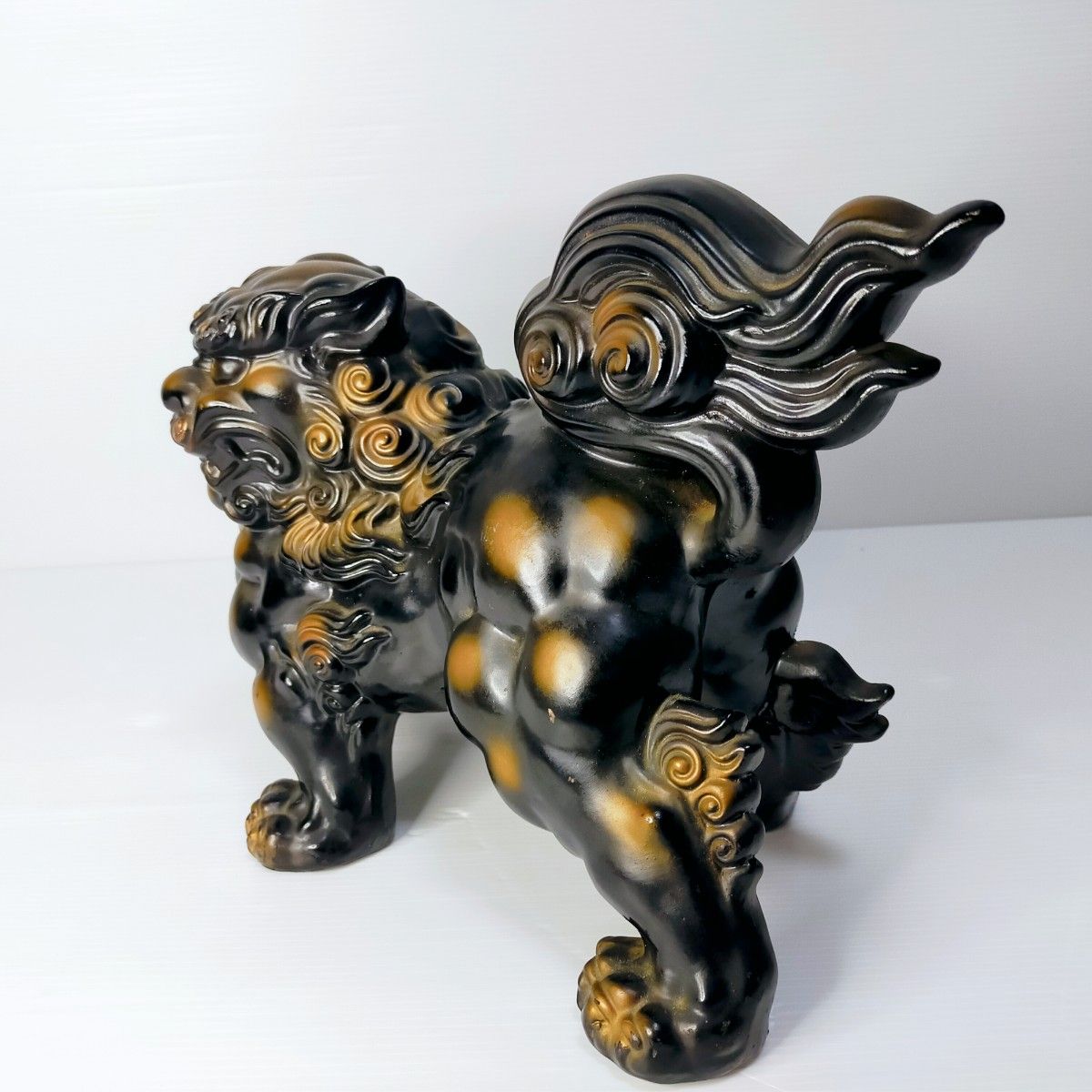 昭和レトロ 陶器製 獅子 狛犬 シーサー 置物 オブジェ 昭和レトロ 陶器製 獅子 狛犬 シーサー 置物 オブジェ