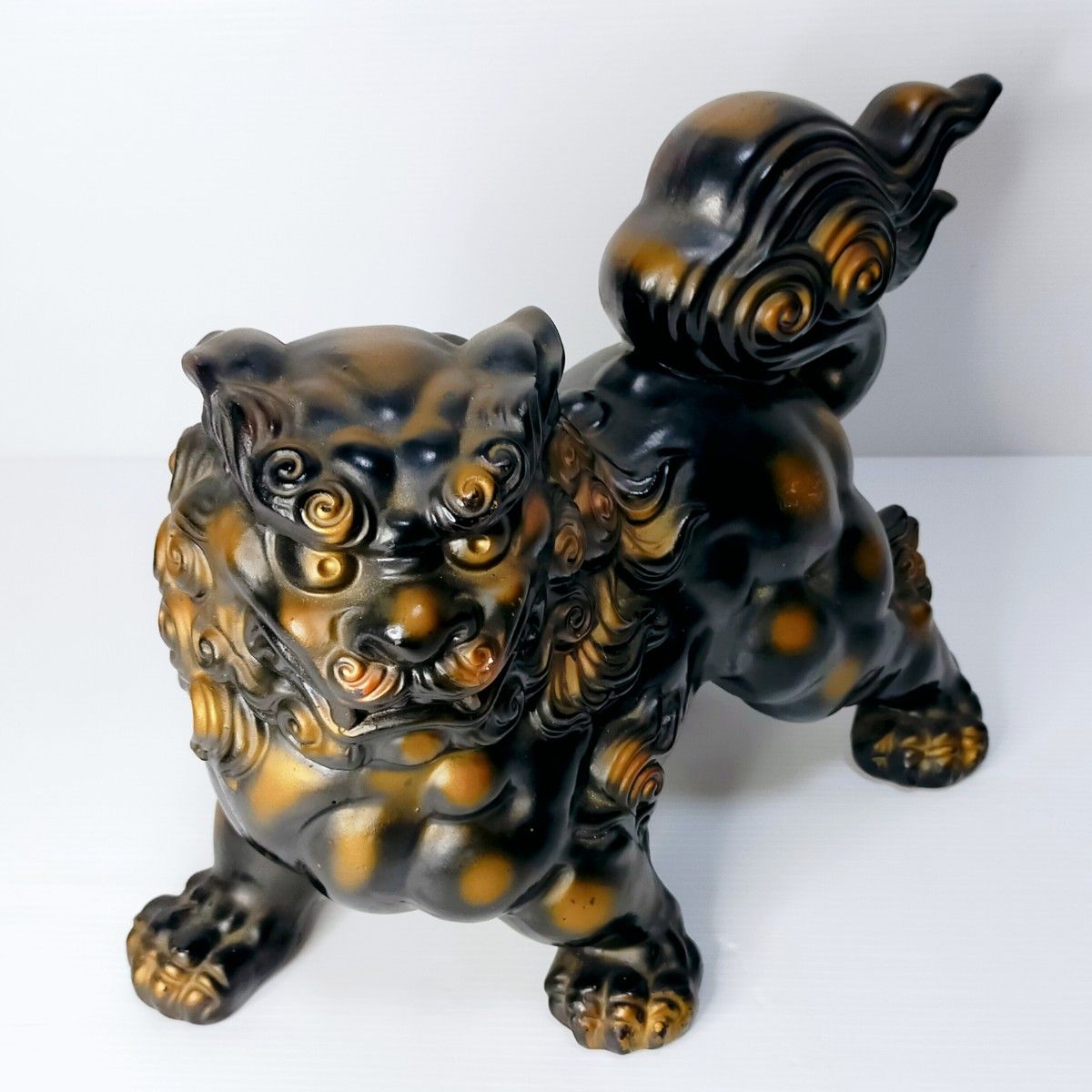 昭和レトロ 陶器製 獅子 狛犬 シーサー 置物 オブジェ 昭和レトロ 陶器製 獅子 狛犬 シーサー 置物 オブジェ