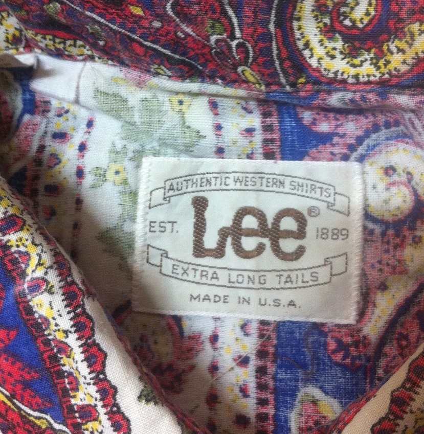 USA制★ビンテージ Lee リー サイケデリック柄ウェスタンシャツ Lサイズ★ペイズリー 60’ｓロック カウボーイ