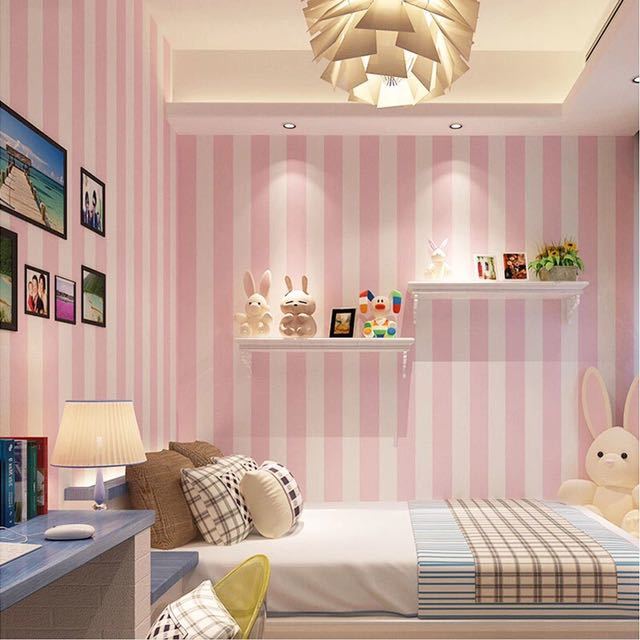 ヤフオク 韓国スタイルピンク子供部屋の寝室の壁紙現代の