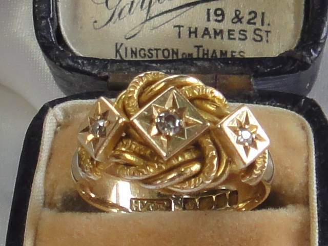 代購代標第一品牌 樂淘letao 英国 イギリスアンティーク指輪 18金ゴールドダイアモンド 美しいノット 結び形 リング