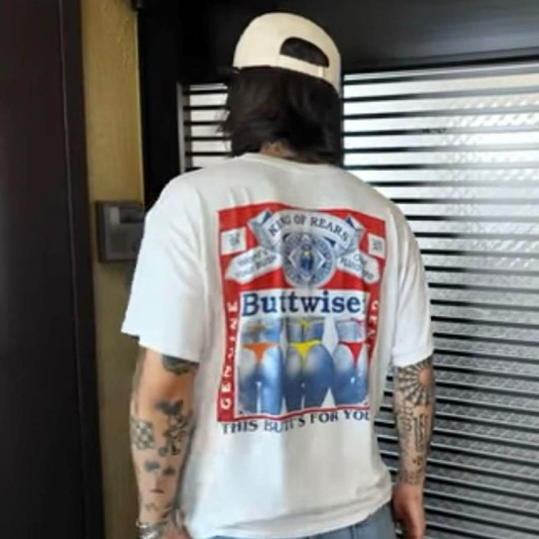 L 山田蓮 Buttwiser Tシャツ バドワイザー オモシーチャンネル L 山田蓮 Buttwiser Tシャツ バドワイザー オモシーチャンネル