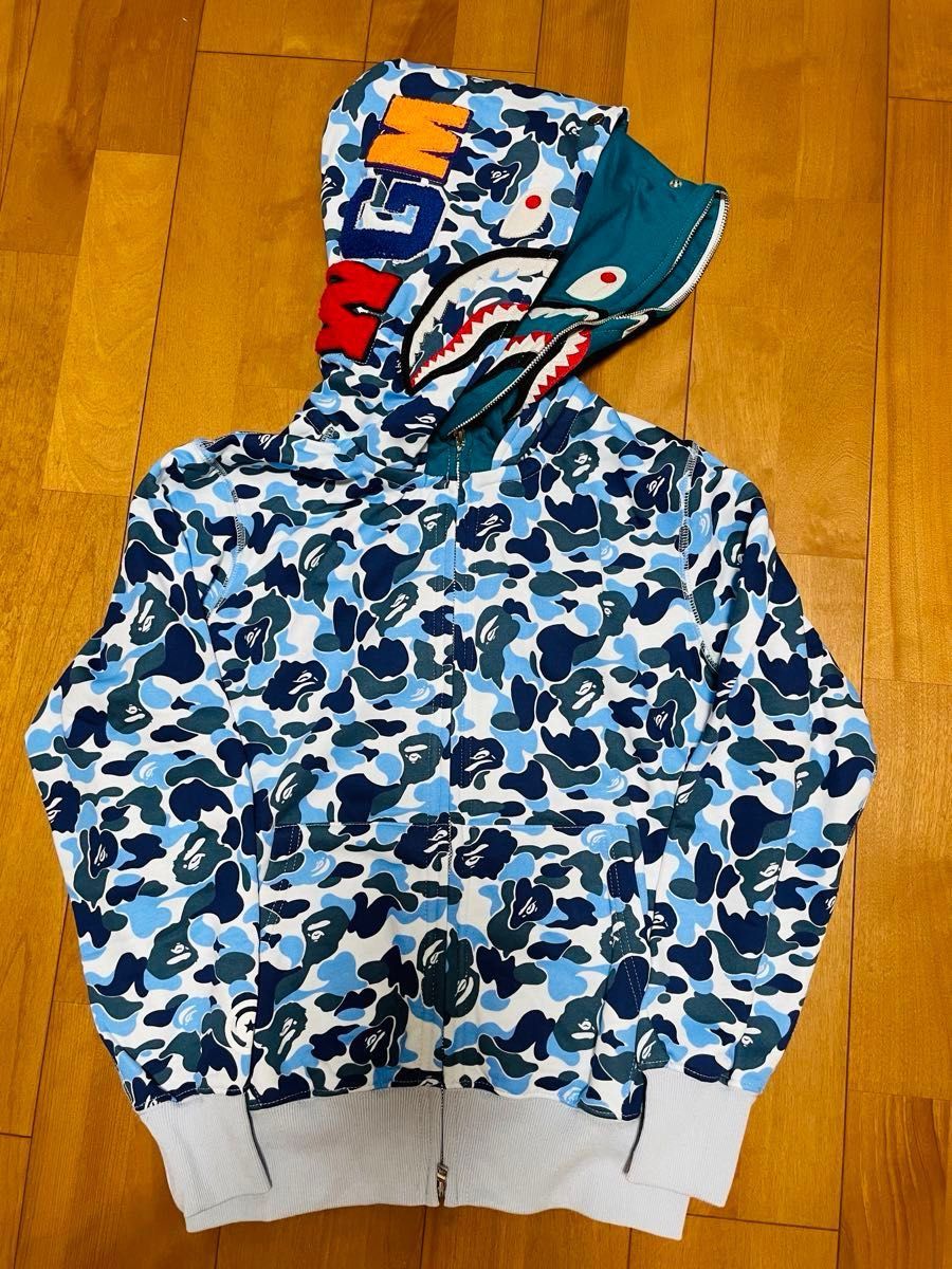 A BATHING APE エイプ シャークパーカー メンズ Mサイズ 二重 A BATHING APE エイプ シャークパーカー メンズ Mサイズ 二重