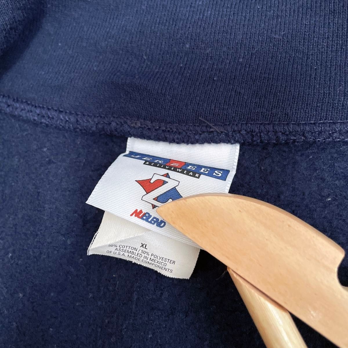 JERZEES 90s ハーフジップスウェット XL ネイビー 刺繍 USA古着 JERZEES 90s ハーフジップスウェット XL ネイビー 刺繍 USA古着