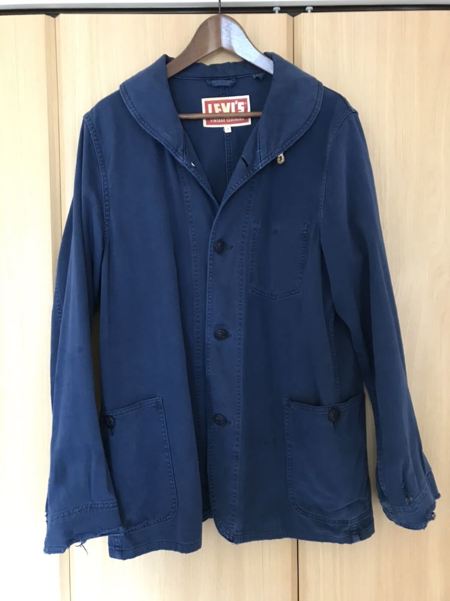 【美品】 LVC Levi's Vintage Clothing / 40s US NAVY ショールカラー カバーオール / S ネイビー / リーバイス ビンテージ クロージング_画像1