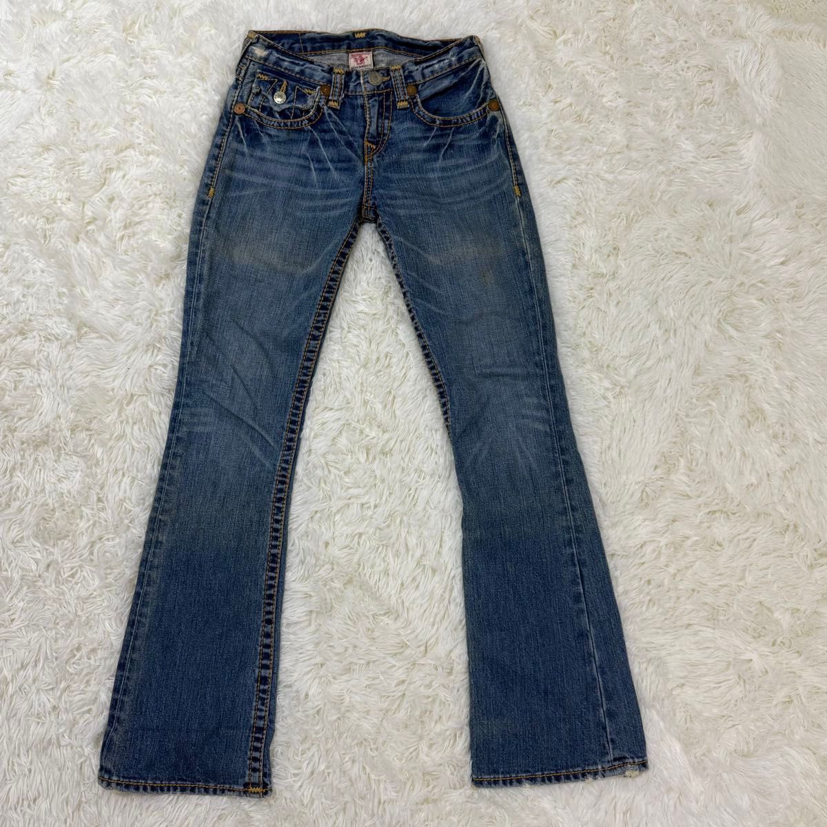 TRUE RELIGION ブーツカット デニム メキシコ製 革パッチ フレア TRUE RELIGION ブーツカット デニム メキシコ製 革パッチ フレア