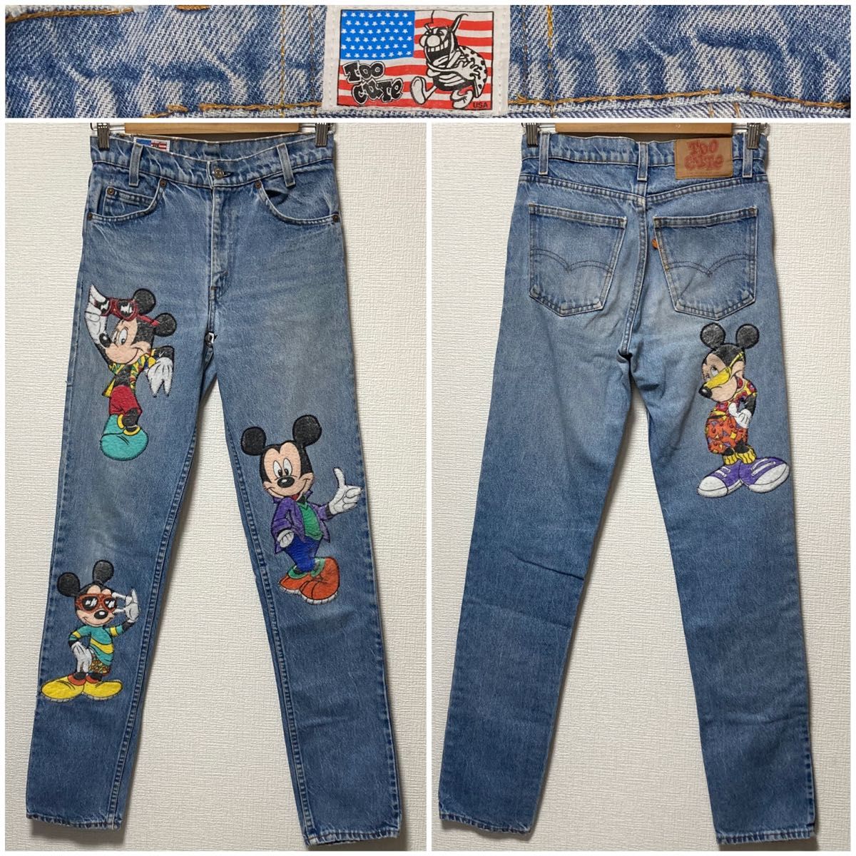 レトロ 90s~ Disney ミッキーワッペン付 ワイドテーパード レトロ 90s~ Disney ミッキーワッペン付 ワイドテーパード