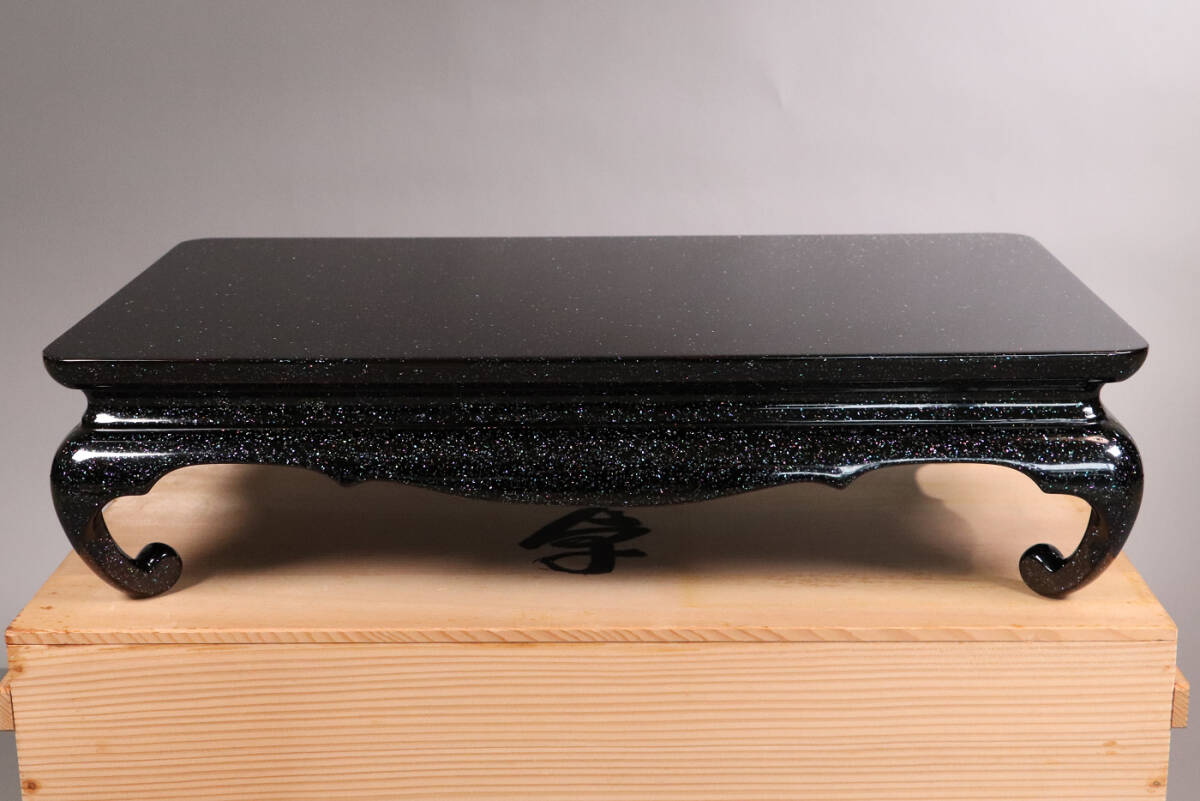MA81 漆芸 輪島塗 木製 青貝梨地 黒塗 平卓 54 6cm×32cm 木箱 MA81 漆芸 輪島塗 木製 青貝梨地 黒塗 平卓 54 6cm×32cm 木箱