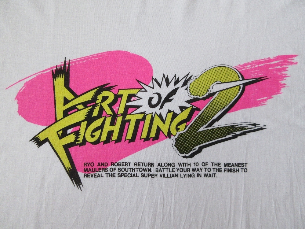 90's that time thing SNK NEOGEO dragon .. .2 ART OF FIGHTING T-shirt L rank white NEO GEO Neo geo dragon .. Mai The King ob Fighter z retro game 