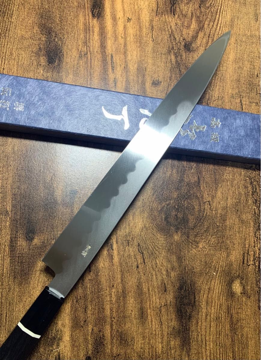 堺打刃物】 祥太郎作 刺身 柳刃 本焼 青鋼 尺 鏡面 包丁 黒檀 堺打刃物】 祥太郎作 刺身 柳刃 本焼 青鋼 尺 鏡面 包丁 黒檀