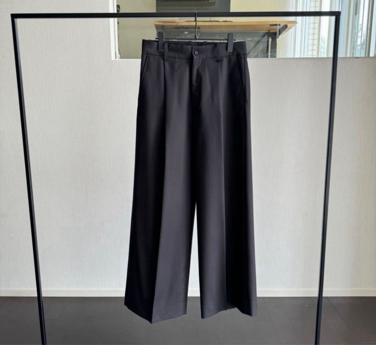 stein】EXTRA WIDE TROUSERS - DARK CHARCOAL (2/72 WOOL stein】EXTRA WIDE TROUSERS - DARK CHARCOAL (2/72 WOOL