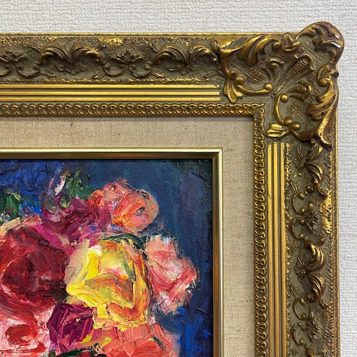 頭骨の油絵【帰結】1点物の絵画/作者サイン入り◆F3号サイズ 作者不詳 T.T『薔薇』 直筆サイン入り F3 油絵 静物画 額装 縦約