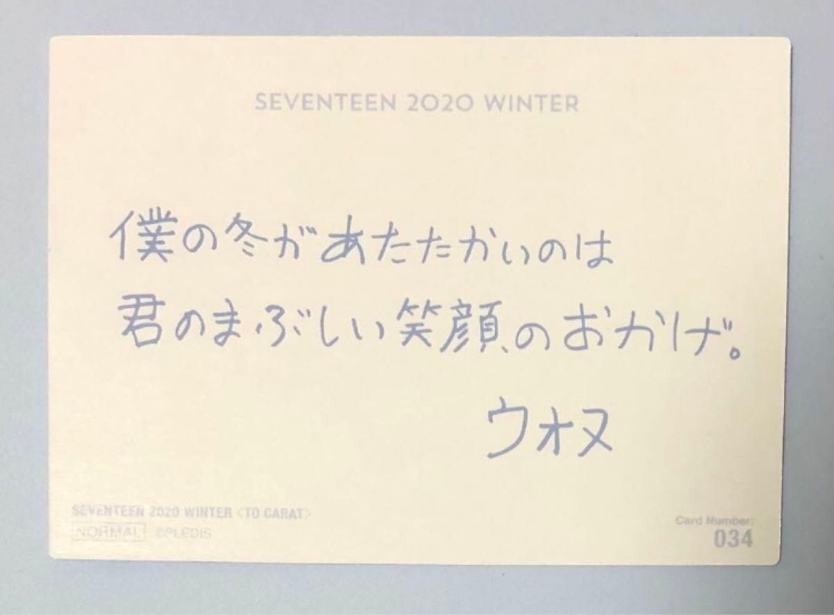 公式】ウォヌ メッセージトレカ ウィンター チェキ SEVENTEEN 公式】ウォヌ メッセージトレカ ウィンター チェキ SEVENTEEN