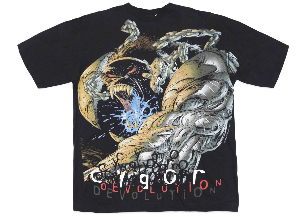 デッドストック 1997年 SPAWN 『CYGOR DEVOLUTION』 大判プリント Tシャツ McFARLANE VIOLATOR WOLVERINE Akira ZORLAC オールドスケート_画像1