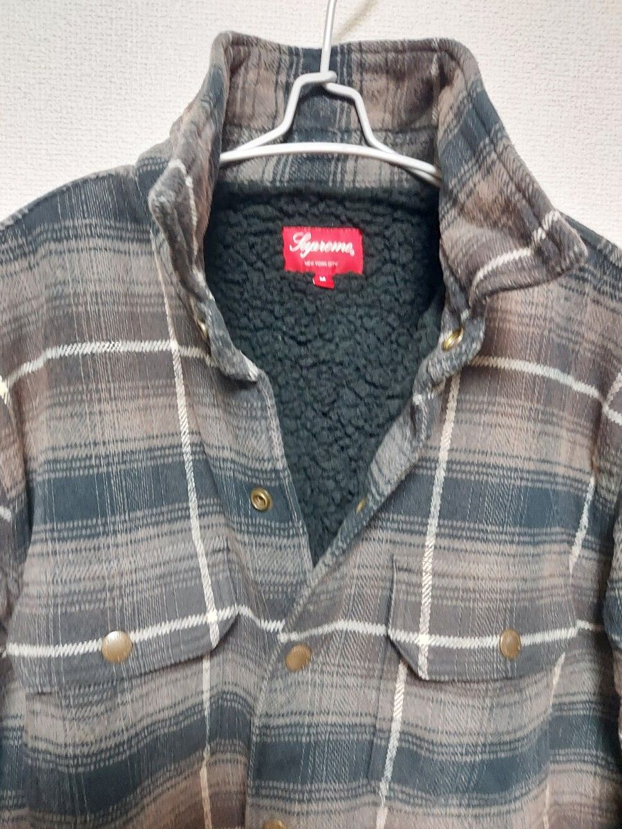 Supreme~ 裏ボアシャツジャケット M チェック柄 バックロゴ Supreme~ 裏ボアシャツジャケット M チェック柄 バックロゴ