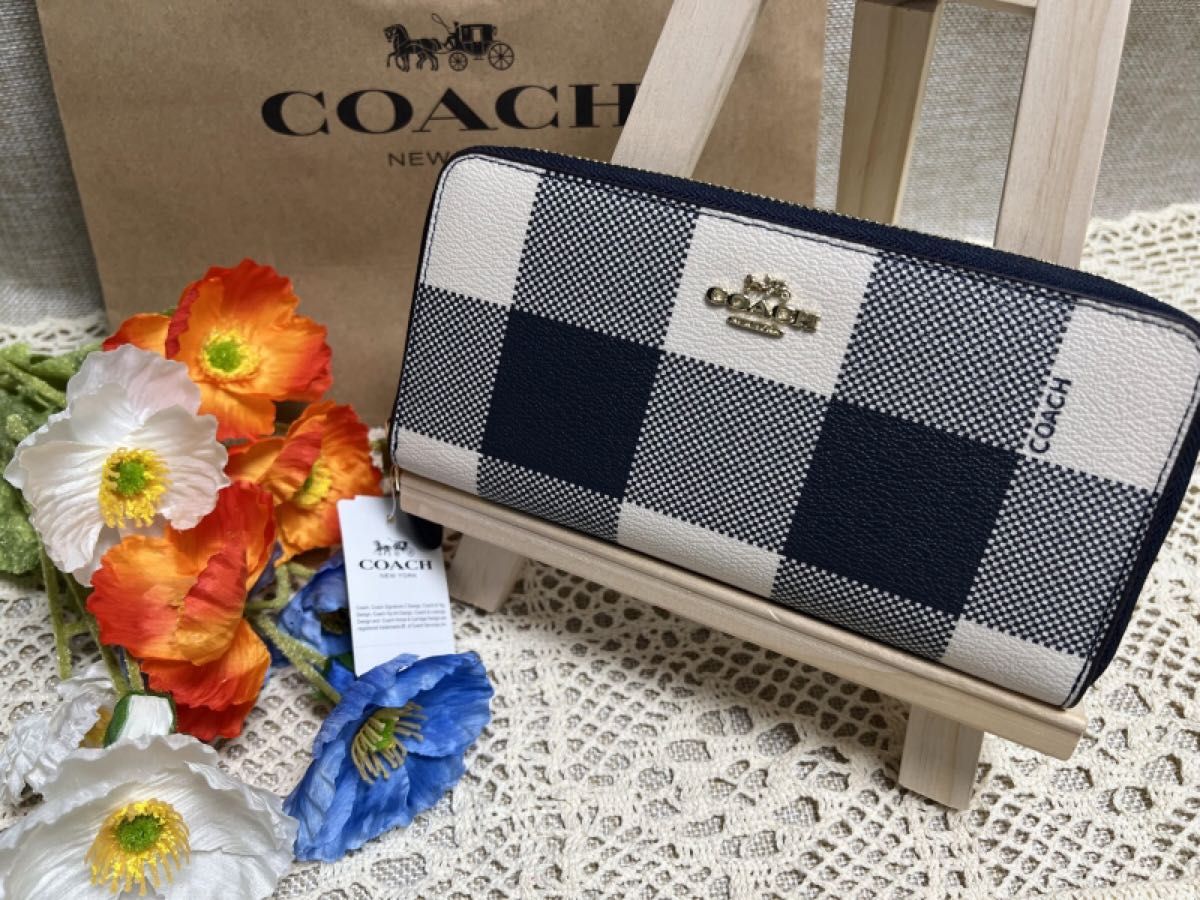 コーチ 財布 長財布 COACH バフ プレイド チェック パターン コーチ 財布 長財布 COACH バフ プレイド チェック パターン