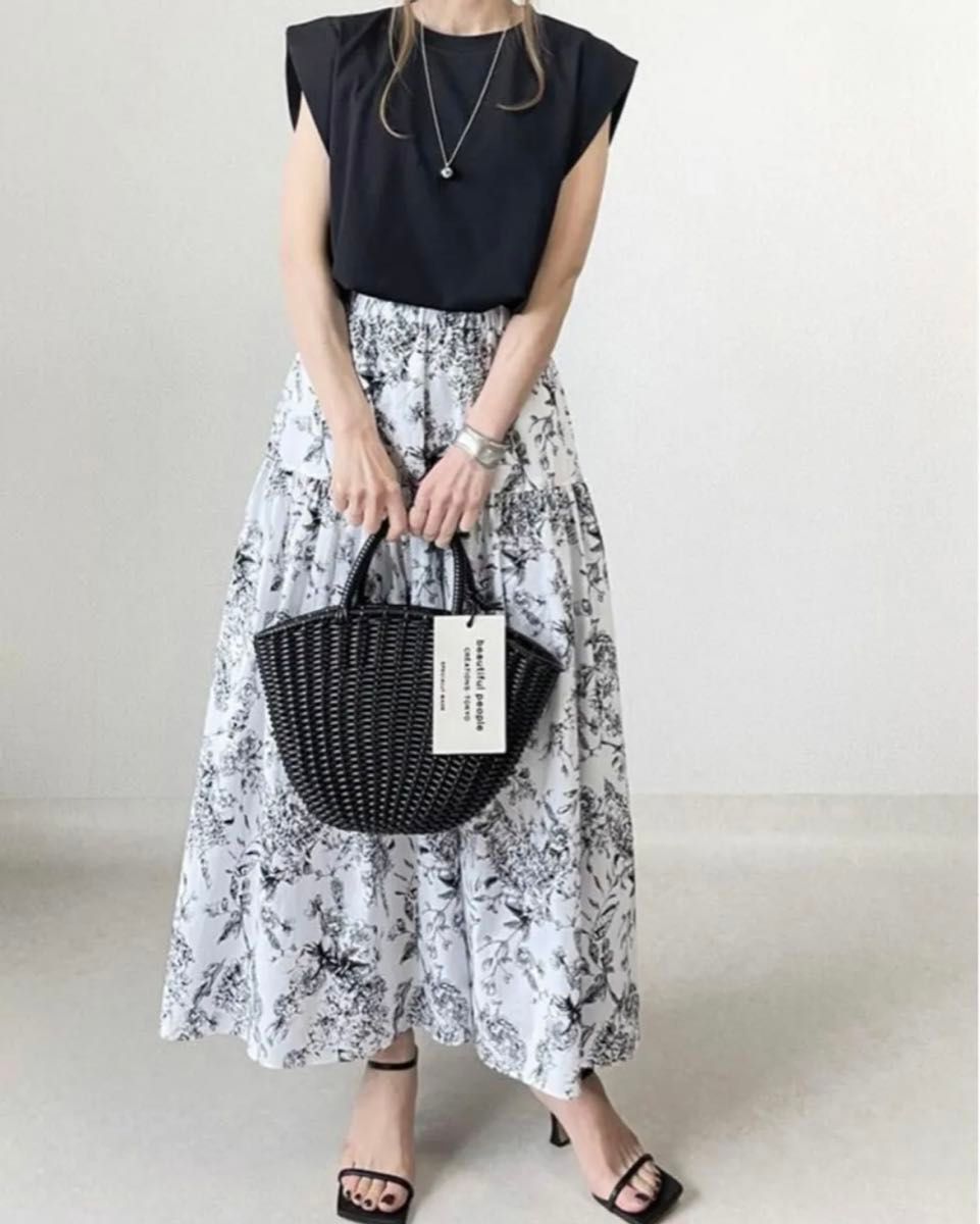 セットアップ シースルー 花柄 ノースリーブ ブラウス スカート ノースリーブ ロングスカート セットアップ 花柄スカート 夏