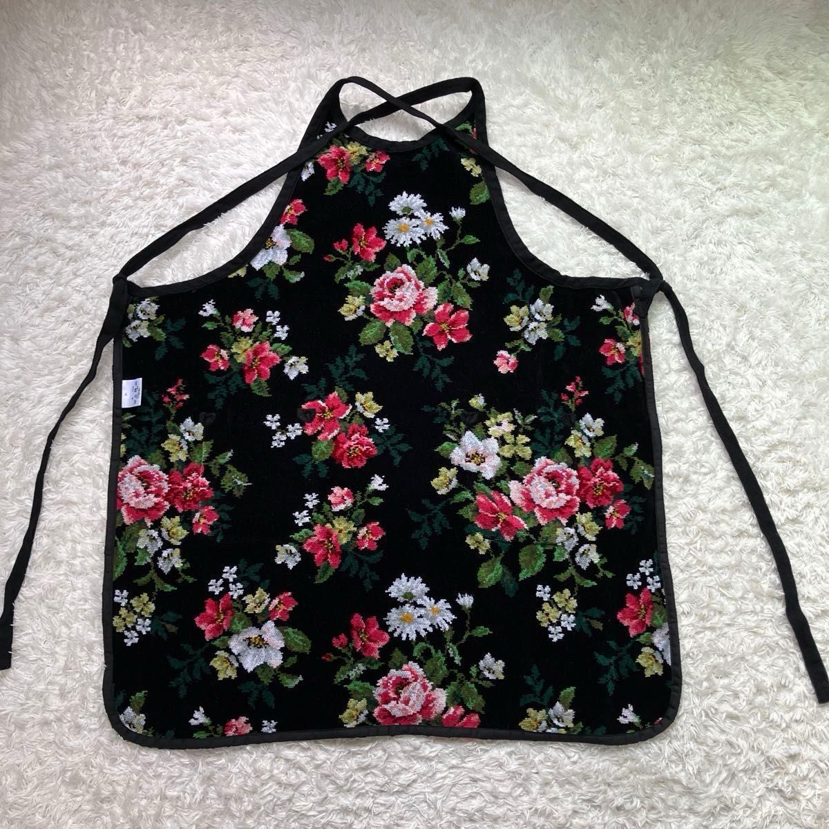 美品 Feiler フェイラー シェニール織 花柄 エプロン タオル地 美品 Feiler フェイラー シェニール織 花柄 エプロン タオル地