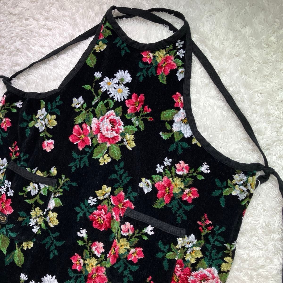 美品 Feiler フェイラー シェニール織 花柄 エプロン タオル地 美品 Feiler フェイラー シェニール織 花柄 エプロン タオル地