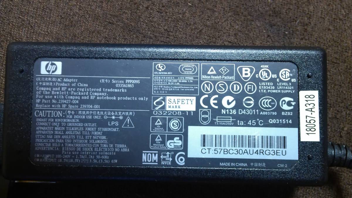 ●ＨＰ AC ADAPTER Ｓeries PPP009S