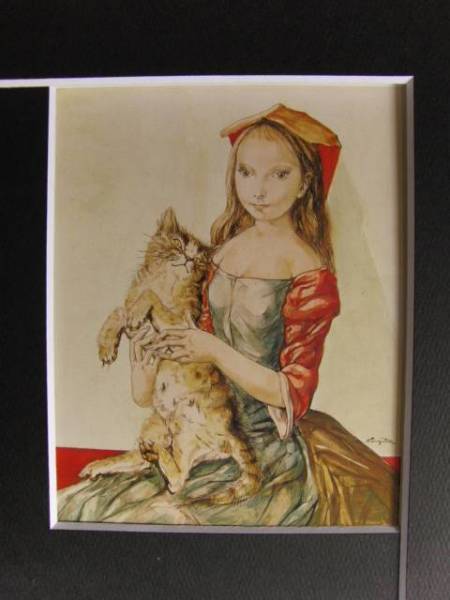  wistaria rice field ..[ cat .... young lady ] rare book of paintings in print ., condition excellent, popular author, portrait painting, cat, new goods high class frame attaching, free shipping 