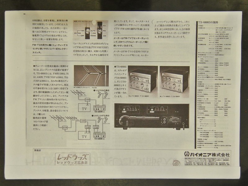 取扱説明書 パイオニア　TX-6800Ⅱ AM/FM/TVチューナー_画像2