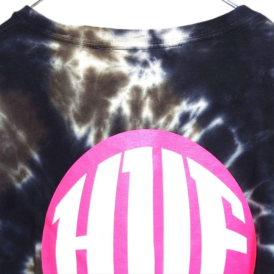 HUF COMMON-Hロゴタイダイ長袖Tシャツ HUF ハフ 丸ロゴ タイダイ 長袖Tシャツ オーバーサイズ 黒