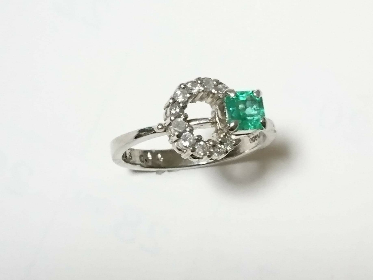*K&Y jewelry atelier * new goods ring natural emerald 0.348ct. dia Pt900*