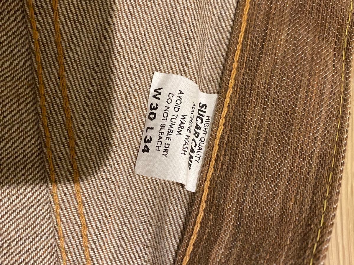 新品】シュガーケーン 285 ブラウン デニム ジーンズ W30 L34 新品】シュガーケーン 285 ブラウン デニム ジーンズ W30 L34