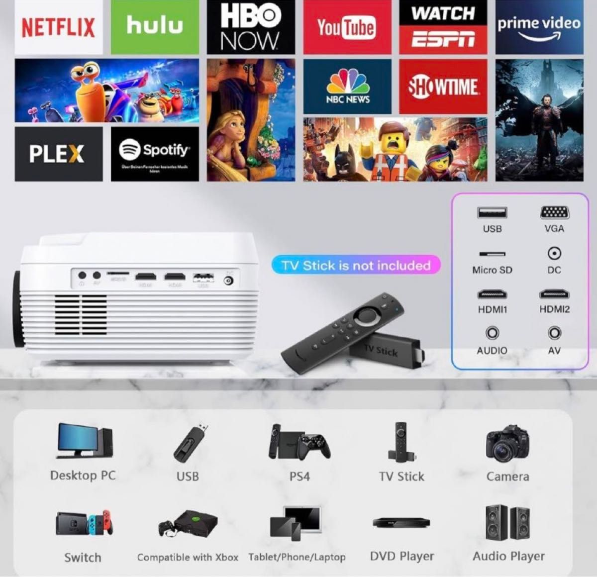 WiFi Bluetooth 小型 プロジェクター内蔵DVDプレーヤー新版モデル WiFi Bluetooth 小型 プロジェクター内蔵DVDプレーヤー新版