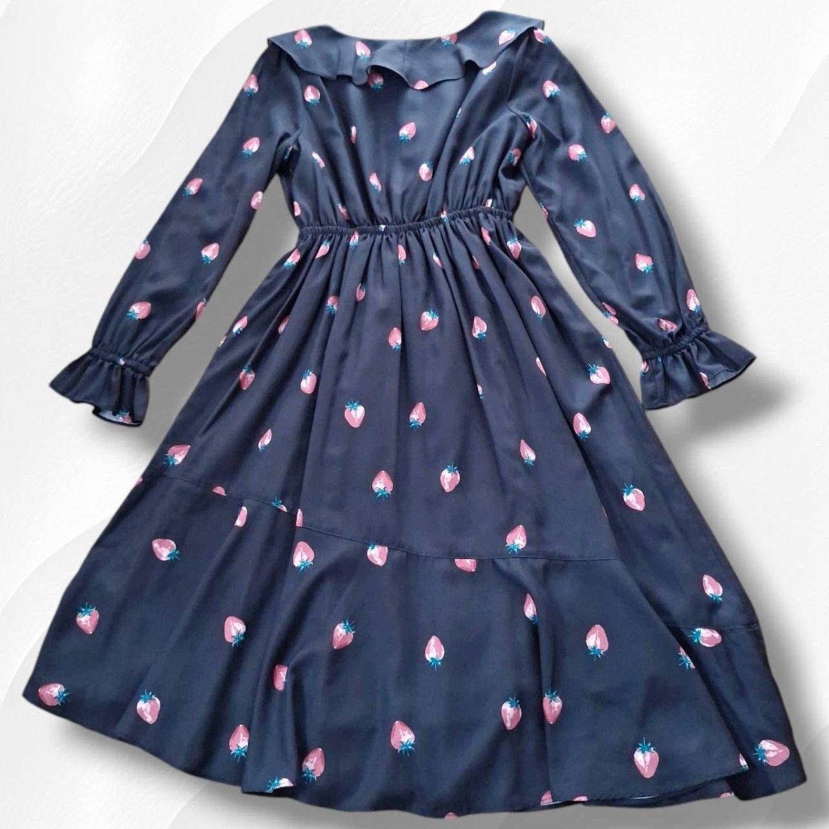 美品 Ank Rouge アンクルージュ Aライン フリル いちご 美品 Ank Rouge アンクルージュ Aライン フリル いちご