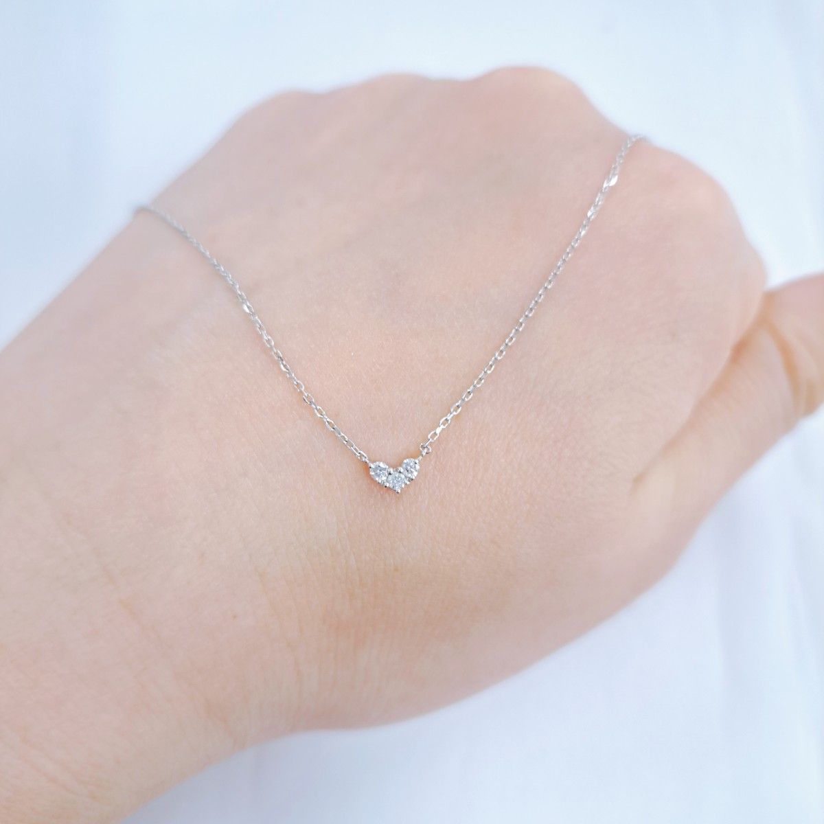 4℃ ヨンドシー K18 WG ダイヤモンド 3P ハート ネックレス 4℃ ヨンドシー K18 WG ダイヤモンド 3P ハート ネックレス
