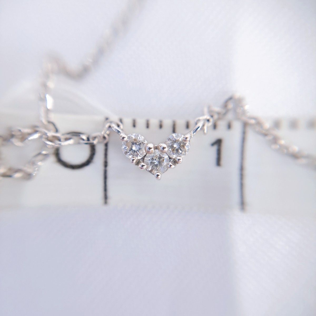 4℃ ヨンドシー K18 WG ダイヤモンド 3P ハート ネックレス 4℃ ヨンドシー K18 WG ダイヤモンド 3P ハート ネックレス
