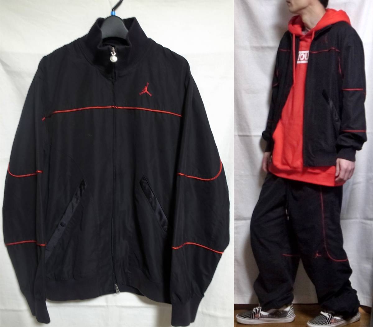 熱い販売 red black JACKET JORDAN AIR NIKE 赤 黒 S ナイロン