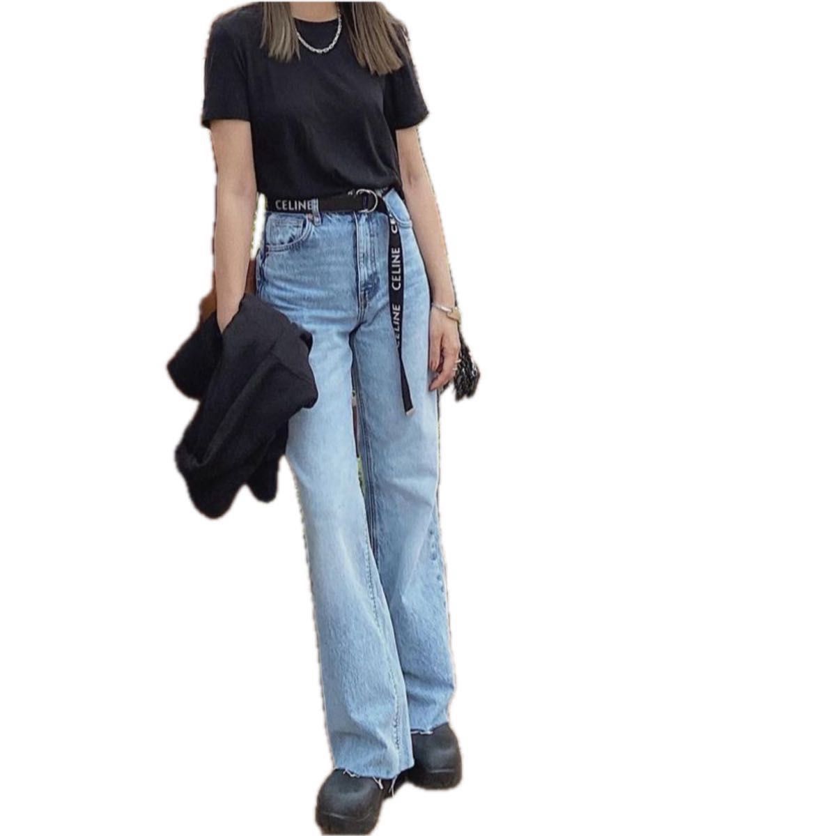 神デニム 高見え ZARA ザラ ワイドレッグデニムパンツ ロール 神デニム 高見え ZARA ザラ ワイドレッグデニムパンツ ロール