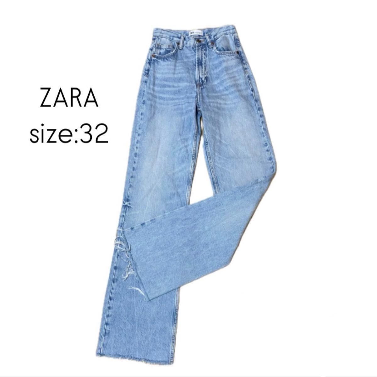 神デニム 高見え ZARA ザラ ワイドレッグデニムパンツ ロール 神デニム 高見え ZARA ザラ ワイドレッグデニムパンツ ロール