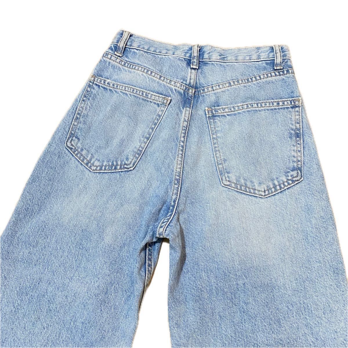 神デニム 高見え ZARA ザラ ワイドレッグデニムパンツ ロール 神デニム 高見え ZARA ザラ ワイドレッグデニムパンツ ロール