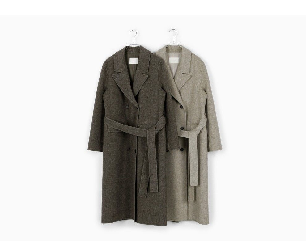 LAURENHI ストラップ付ヘリンボーンハンドメイドコート LAURENHI ストラップ付ヘリンボーンハンドメイドコート